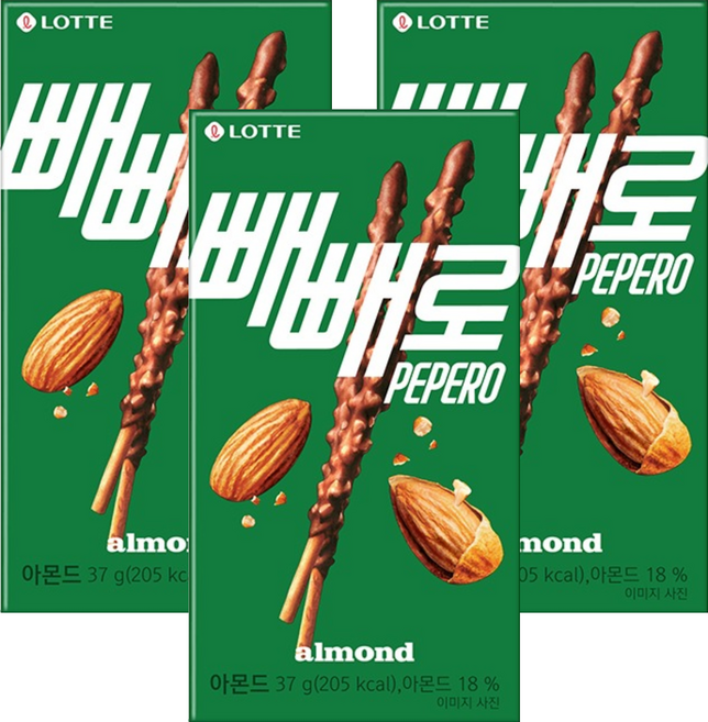 빼빼로 아몬드, 37g, 3개