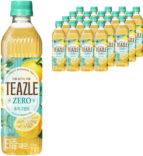 웅진 티즐 유자 그린티, 500ml, 20개