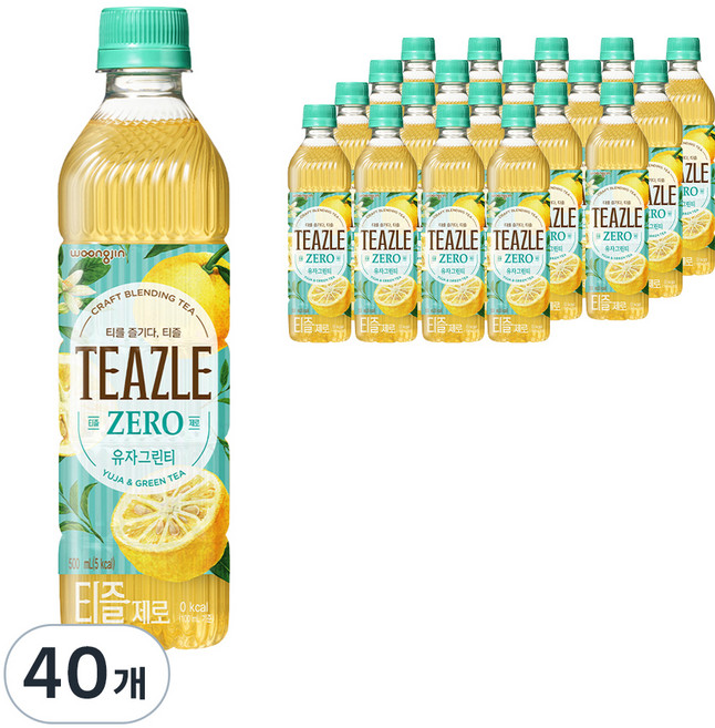 웅진 티즐 유자 그린티, 500ml, 40개