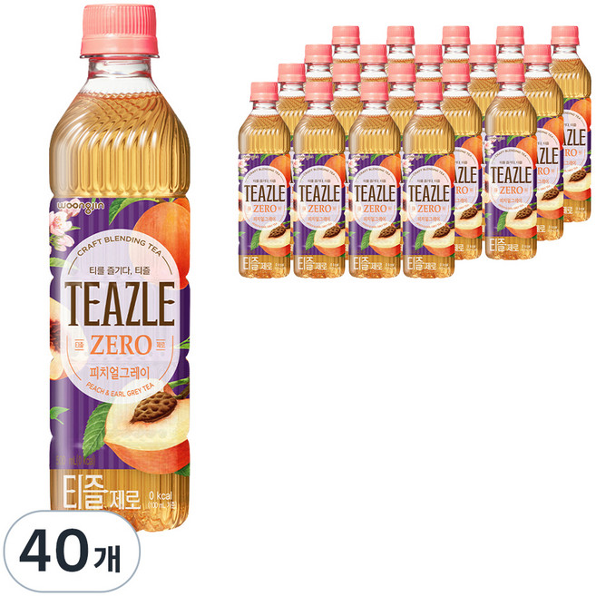 웅진식품 티즐 제로 피치 얼그레이, 500ml, 40개