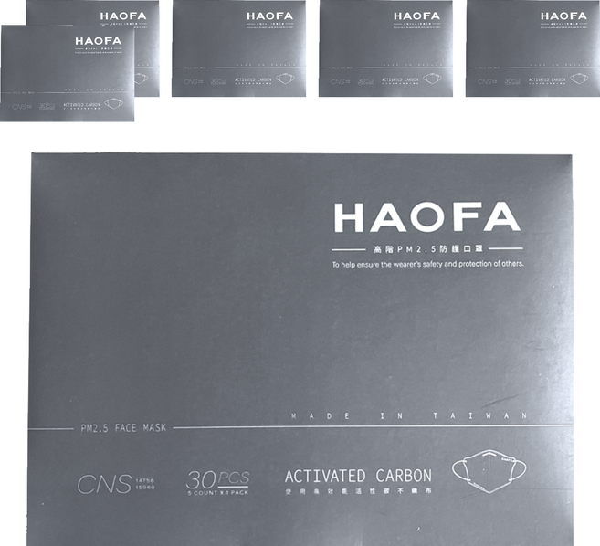 HAOFA 氣密型高階PM2.5防護口罩 S, 霧黑色, 6盒, 30片
