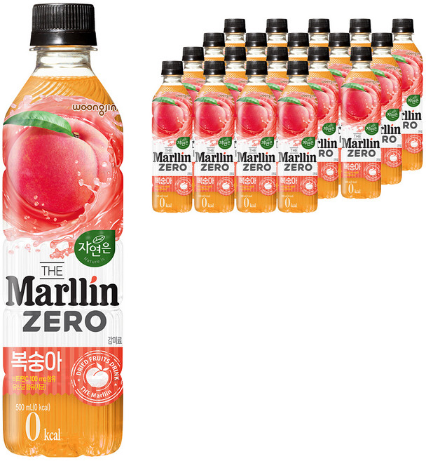 자연은 더말린 제로 복숭아 음료, 500ml, 20개