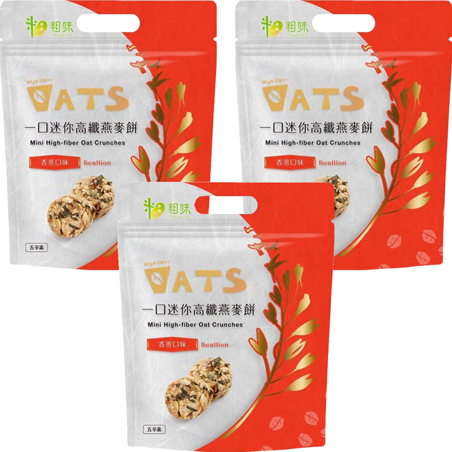 True Life 粗味 香蔥一口燕麥餅, 180g, 3袋