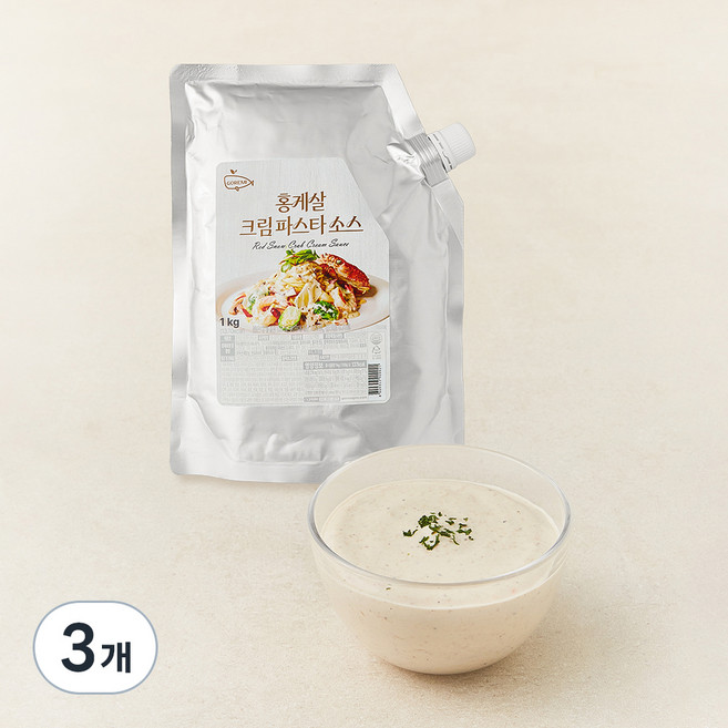 고래미 홍게살 크림 파스타 소스, 1kg, 3개