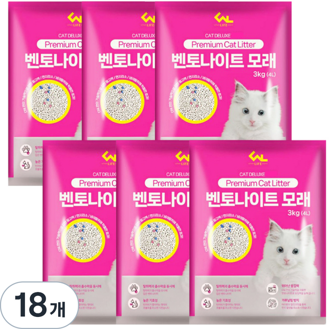씨엔앨라이프 고양이 벤토나이트 모래 응고형, 4L, 18개, 자스민