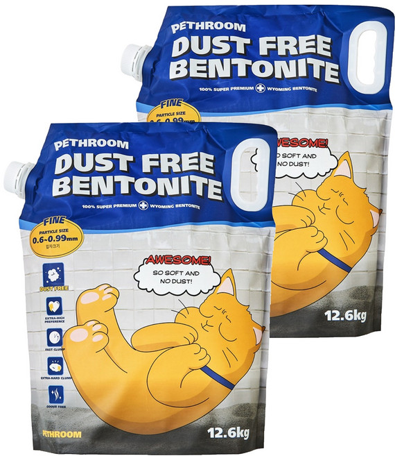페스룸 더스트 프리 벤토나이트, 12.6kg, 2개, 파인