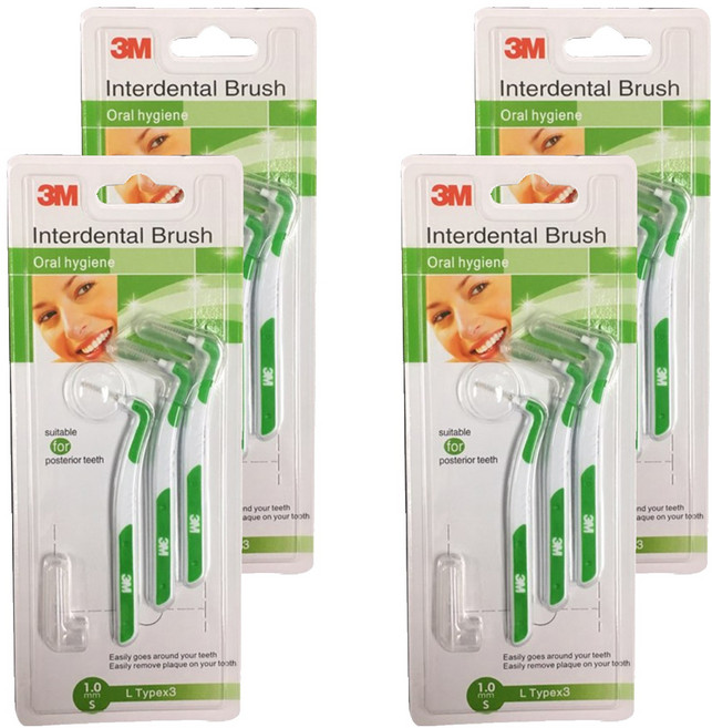 쓰리엠 L형 치간칫솔 S 1.0mm, 3개입, 12개