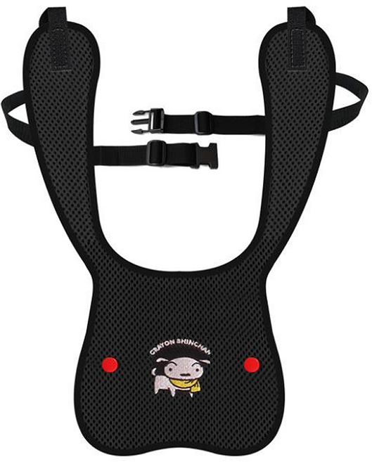 짱구 차량용 어린이 어깨끈 위치조절 패드 안전벨트커버, 블랙, 1개