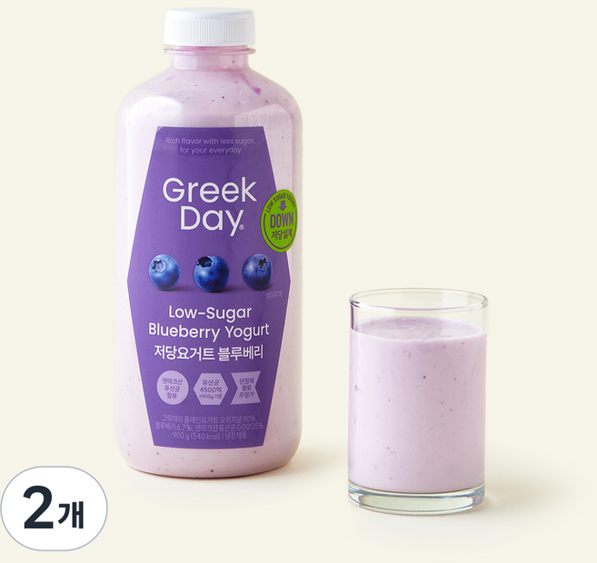 그릭데이 저당 요거트 블루베리, 900g, 2개, 1개입