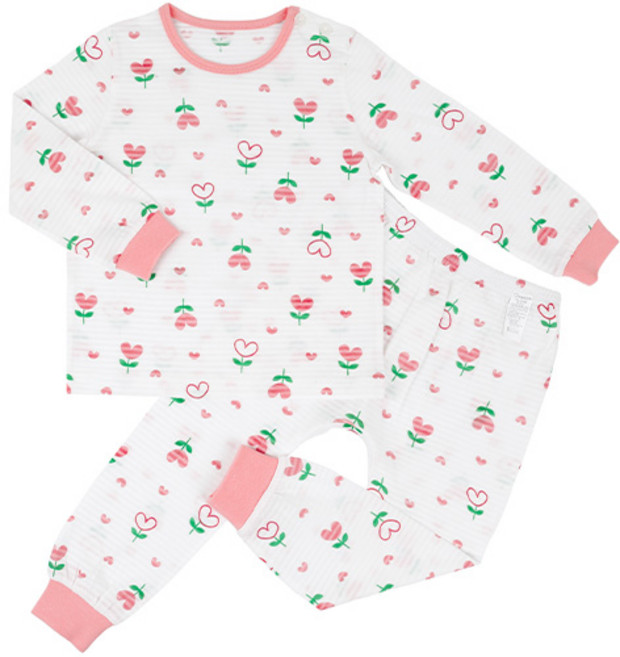 메이키즈 여아용 하트팜 9부 변화지 내의 상하 세트