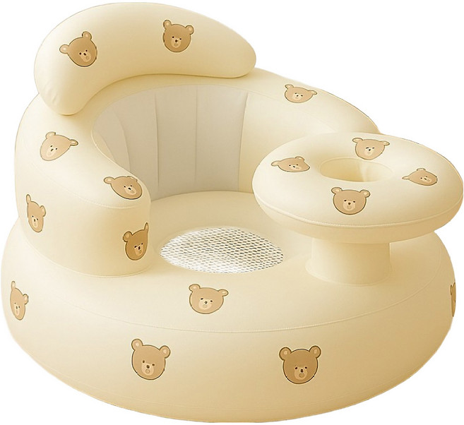 vanibaby 母嬰生活 嬰兒充氣學坐椅 寶寶沙發 碗拖型, 小熊 米色