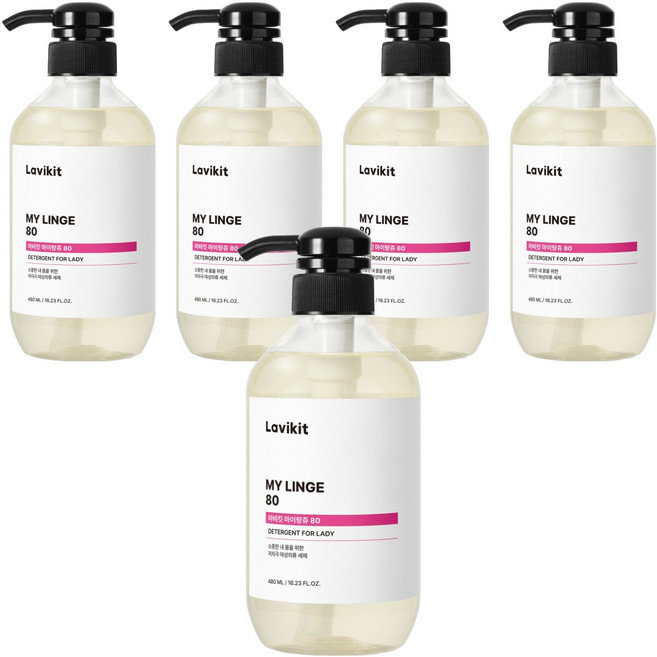 라비킷 마이랑쥬80 여성속옷 세정 세제 본품, 480ml, 5개