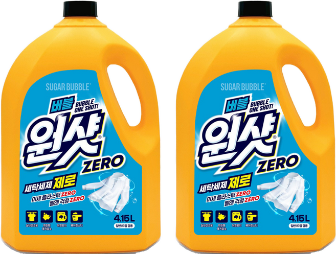 슈가버블 버블원샷 세탁세제 제로 실내건조, 4.15L, 2개