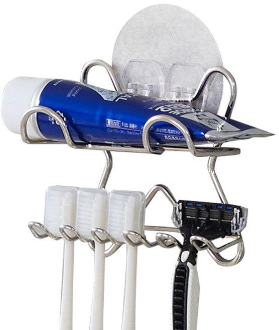 트레벨 접착 흡착 칫솔 면도기 꽂이, 1개