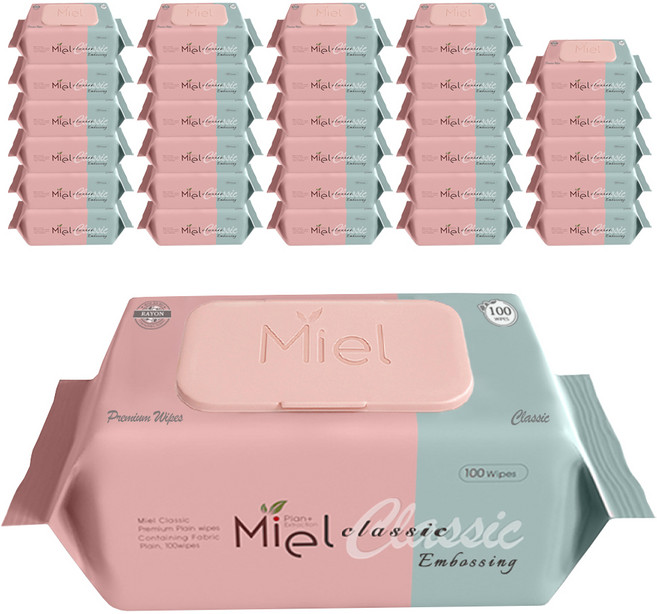 미엘 클래식 엠보싱 물티슈 캡형, 50g, 100매, 50개