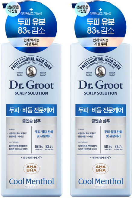 닥터그루트 스칼프 솔루션 쿨멘솔 샴푸, 700ml, 2개