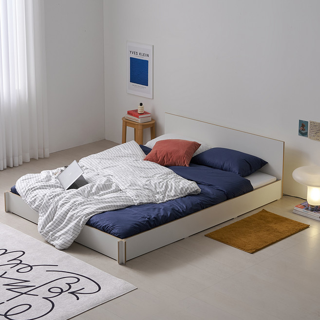 웰퍼니쳐 베네비 플랫형 미드헤드 침대프레임 방문설치, 화이트 리프