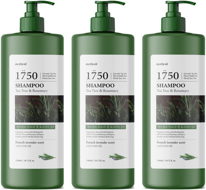 메르헨트 티트리 앤 로즈마리 대용량 샴푸 프렌치라벤더향, 1.5L, 3개