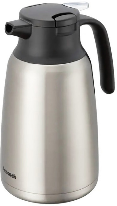 Peacock 日本孔雀 真空斷熱一鍵按壓出水 不鏽鋼保溫壺保溫瓶 1.5L, 原鋼色, 1個