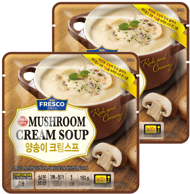 오뚜기 프레스코 양송이 크림스프, 180g, 2개