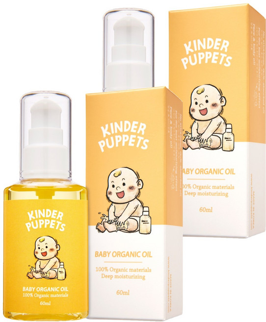 킨더퍼페츠 유기농 베이비 오일, 2개, 60ml