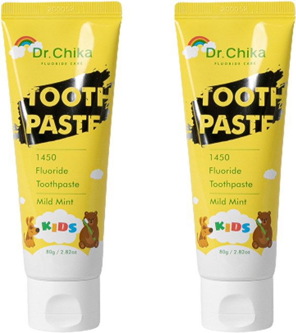 닥터치카 마일드민트향 어린이 충치예방 고불소 치약, 80g, 2개