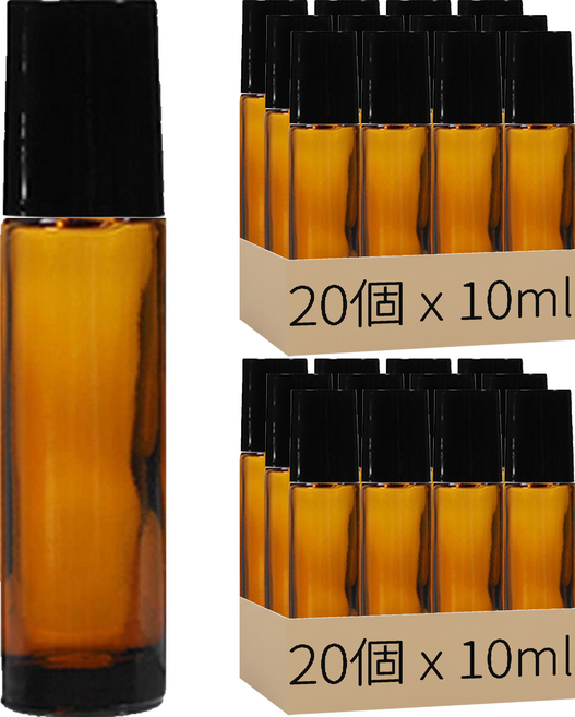 滾珠香水空瓶 10ml, 40個, 黑色(瓶蓋)+棕色(容器)