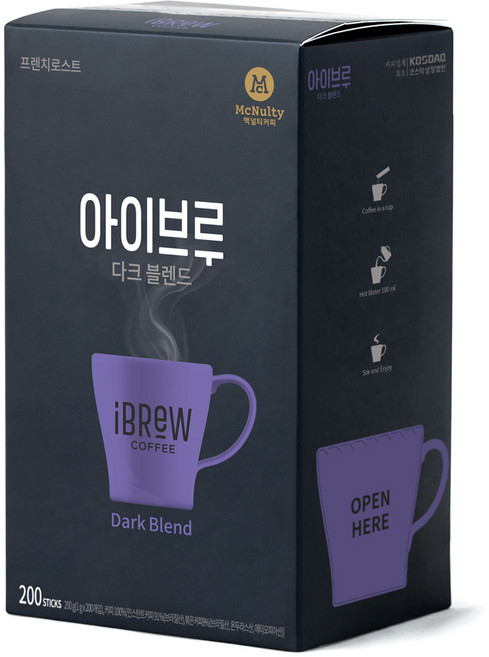 맥널티 아이브루 다크 블렌드 원두커피믹스, 1g, 200개입, 1개, 1g