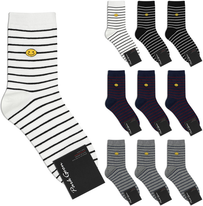 박군 남성용 스마일 양말 10족