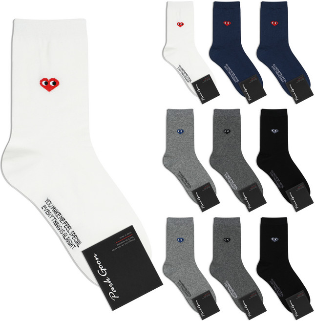 박군 남성용 신사 하트눈패션 양말 10족