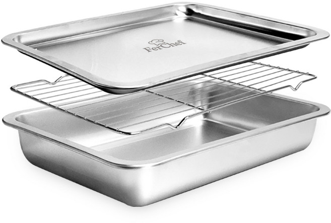 페르쉐프 올스텐 사각 밧드 세트, 1세트, 깊은형 트레이 + 얕은형 트레이 + 레스팅 그릴