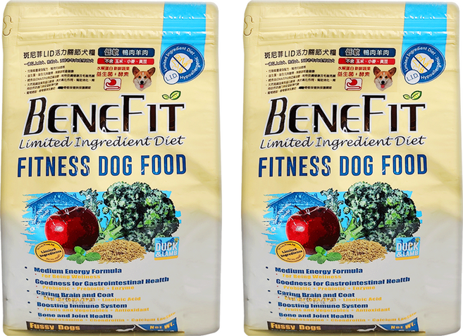BENEFIT 斑尼菲 活力犬糧 L.I.D. 原料限定配方 適合1歲以上成犬/熟齡犬/活潑老年犬/絕育犬, 鴨肉 + 羊肉, 1.5kg, 2袋