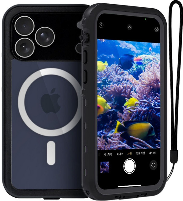 위크나인 노샘 방수케이스 아이폰 17 Pro, 블랙, 1개