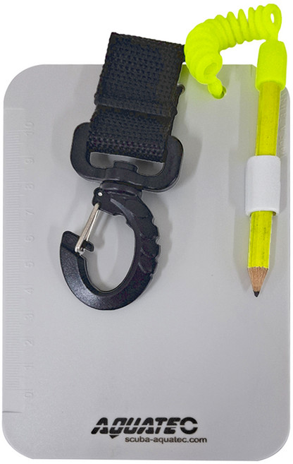 AQUATEC 水中記事版 含鉛筆 + 不鏽鋼夾具, 銀色 + 黑色