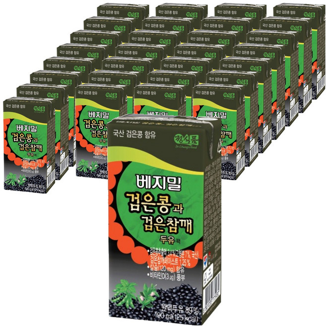 베지밀 검은콩과 검은참깨 두유, 190ml, 64개