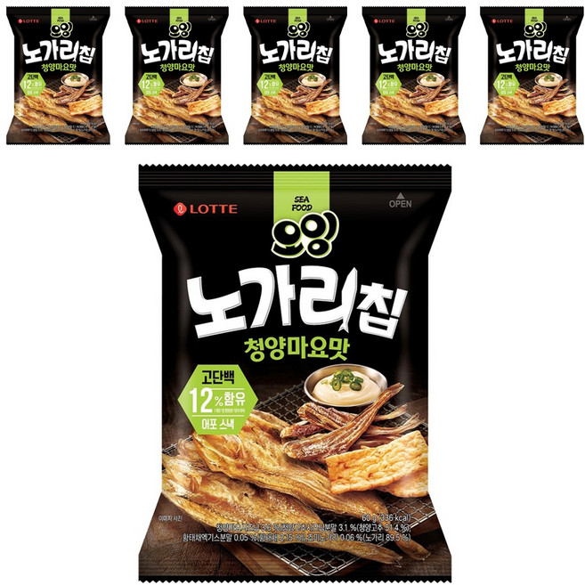 롯데웰푸드 오잉 노가리칩 청양마요맛, 60g, 6개