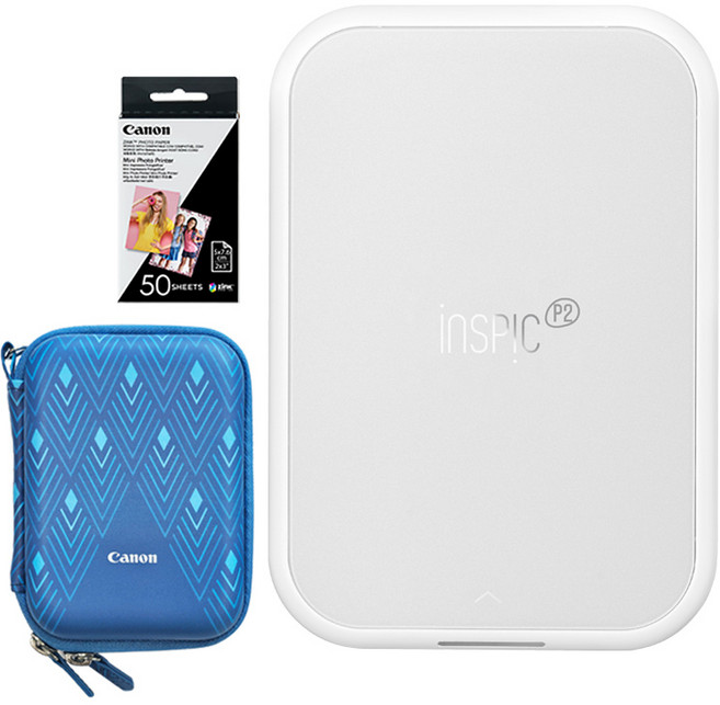 캐논 인스픽 P2 포토프린터 휴대용 + 인화지 60매 + 케이스 랜덤발송 세트, PV-223, 펄화이트