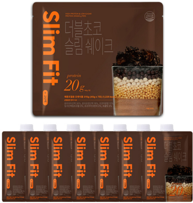 雙倍巧克力美體奶昔 7包入, 1袋, 315g