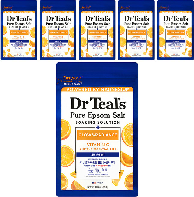 Dr Teal's 純淨瀉鹽沐浴鹽 維他命C柑橘, 6個, 1.36kg