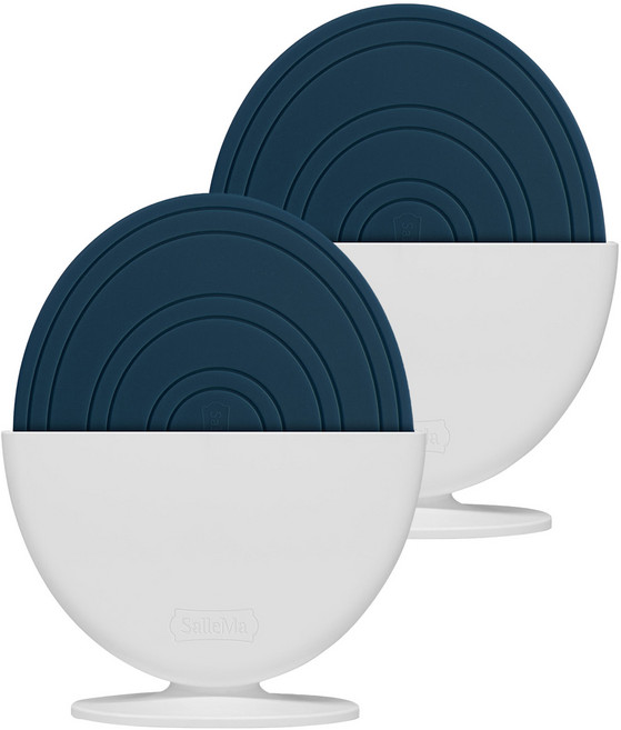 Salle Ma 蛋型隔熱墊 附收納架 海軍藍 2個