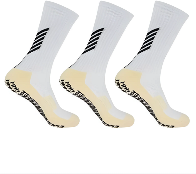 새봄리빙 논슬립 미끄럼방지 축구양말, 3개, 화이트
