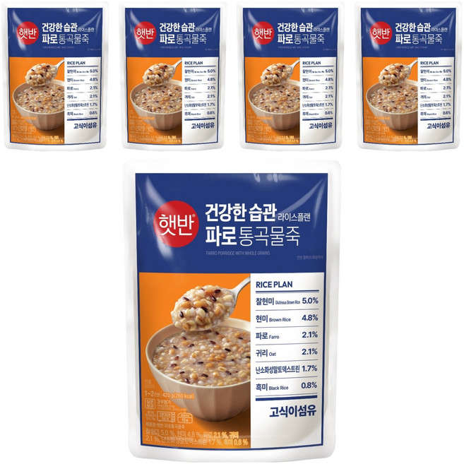 햇반 파로통곡물죽, 5개, 420g