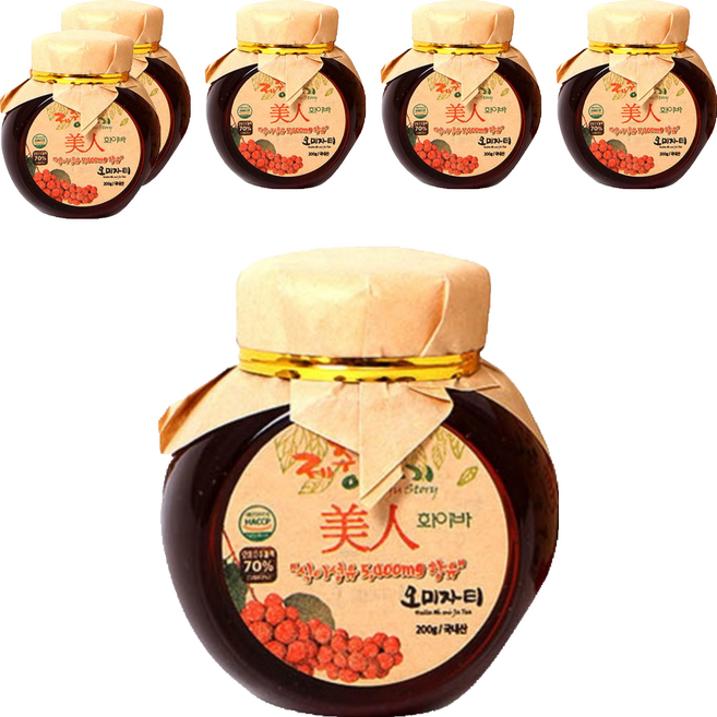 제주이야기 미인 화이바 꼬마 오미자차, 200g, 1개입, 6개