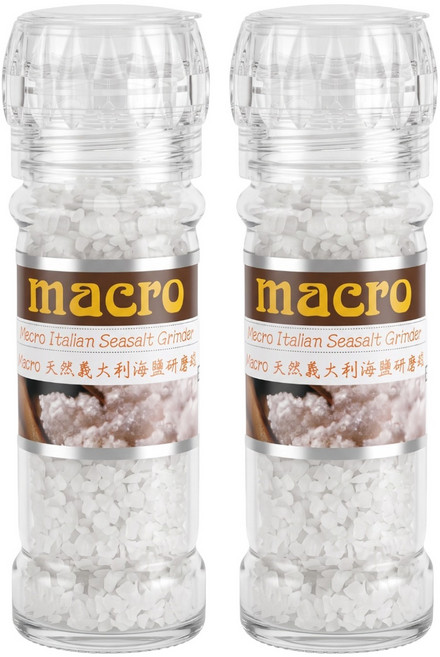 英國 macro 天然義大利海鹽研磨罐, 100g, 2罐