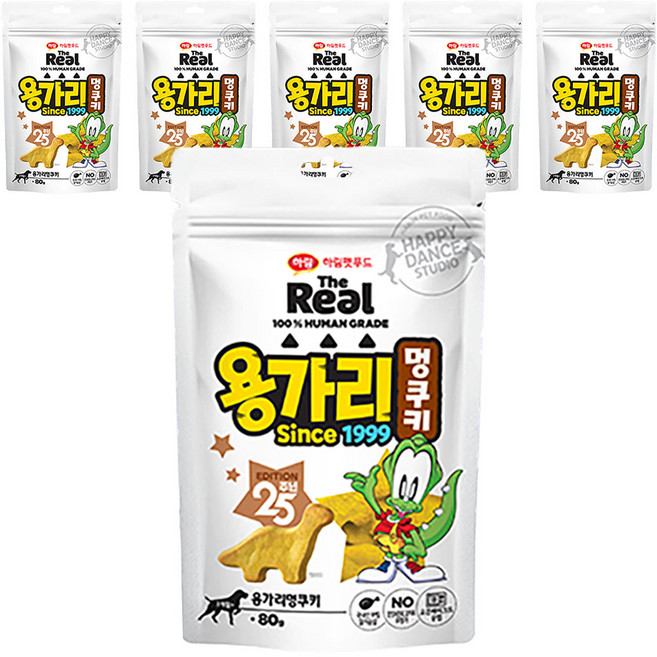 하림펫푸드 반려견 더리얼 용가리 멍쿠키 간식, 닭가슴살, 80g, 6개