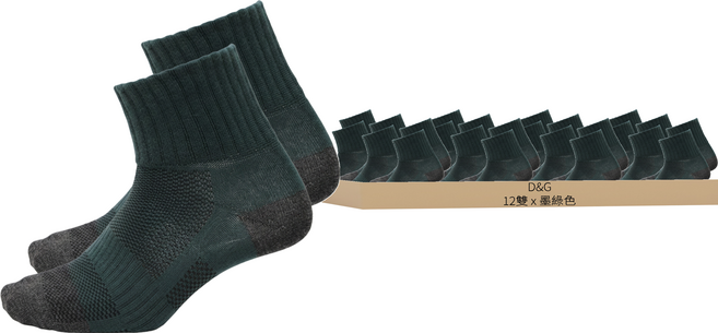 D&G 男款 速效機能1/2襪 12雙 Set 乾爽除臭 抗菌