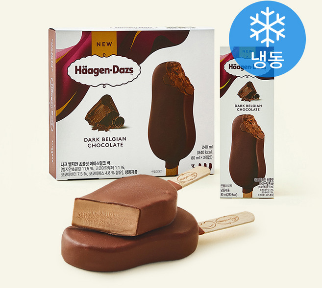 하겐다즈 멀티바 다크 벨지안 초콜릿 (냉동), 1개, 3개입, 80ml