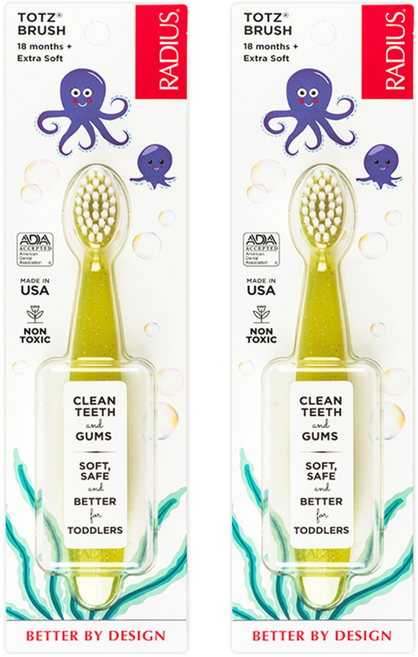 래디어스 토츠 2단계 유아용 칫솔, 옐로우, 1개입, 2개