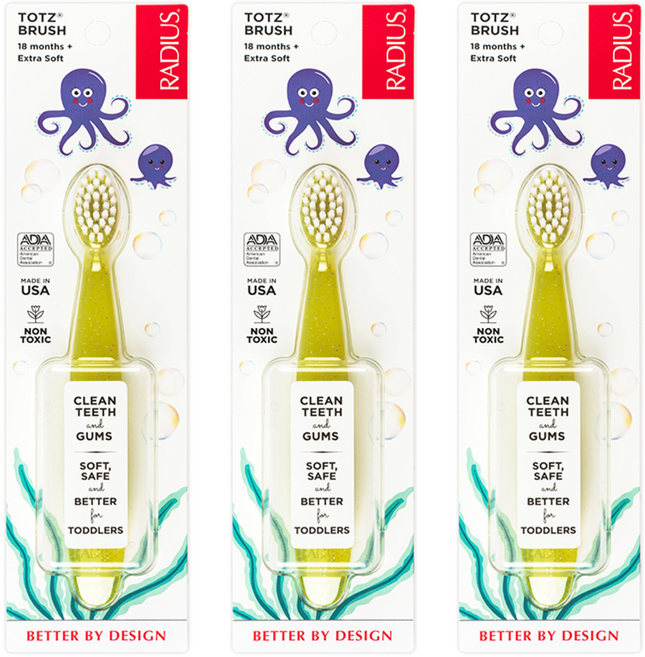 래디어스 토츠 2단계 유아용 칫솔, 옐로우, 1개입, 3개
