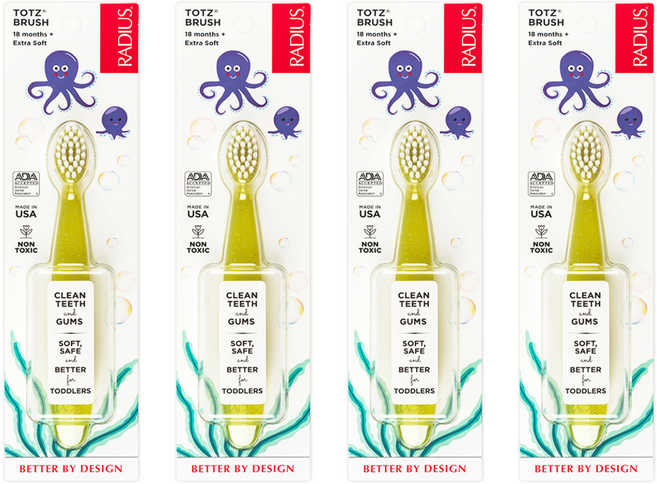 래디어스 토츠 2단계 유아용 칫솔, 옐로우, 1개입, 4개